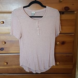A New Day Short Sleeve Henley Shirt, Size Small